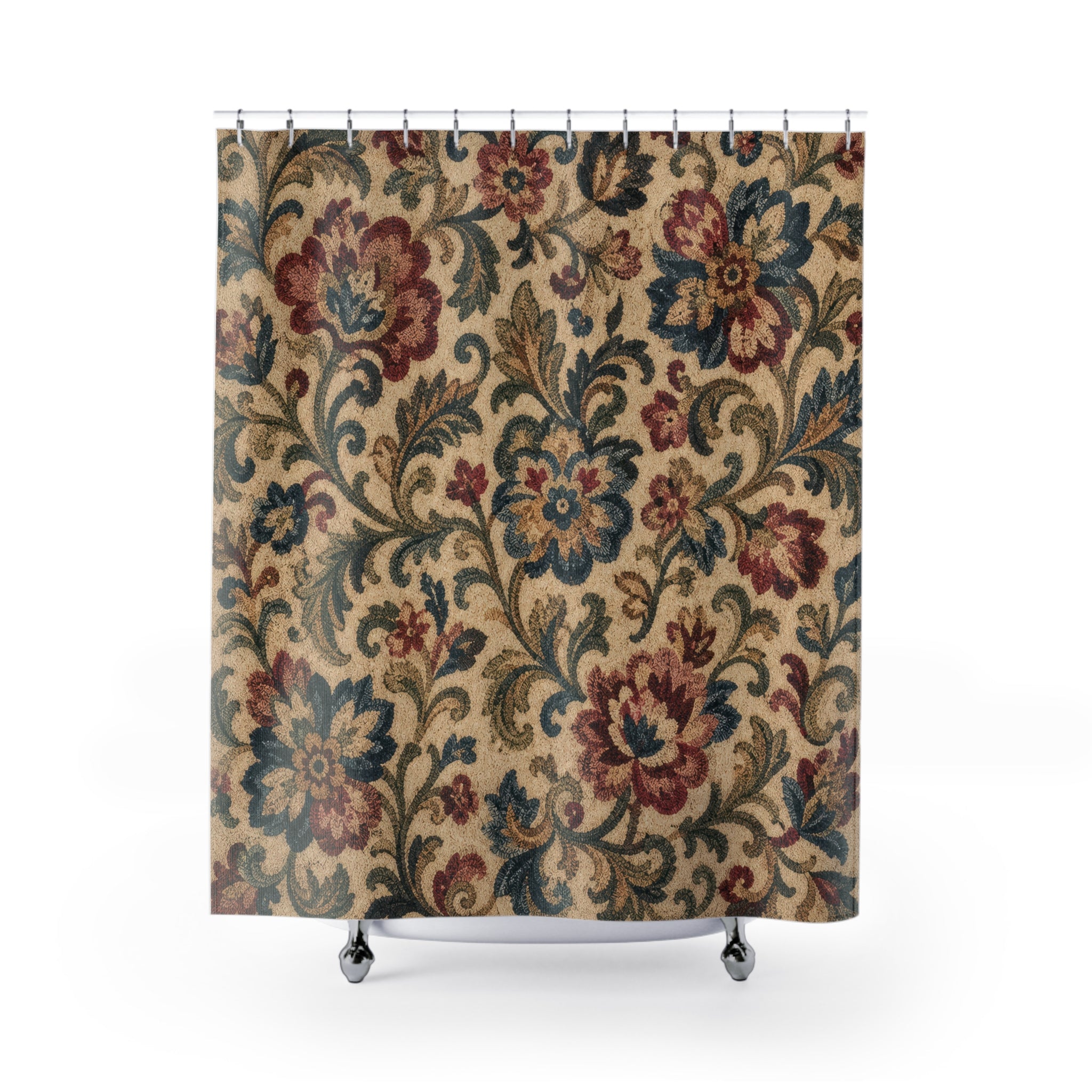 Ornate Farmhouse Vintage Floral Shower Curtain