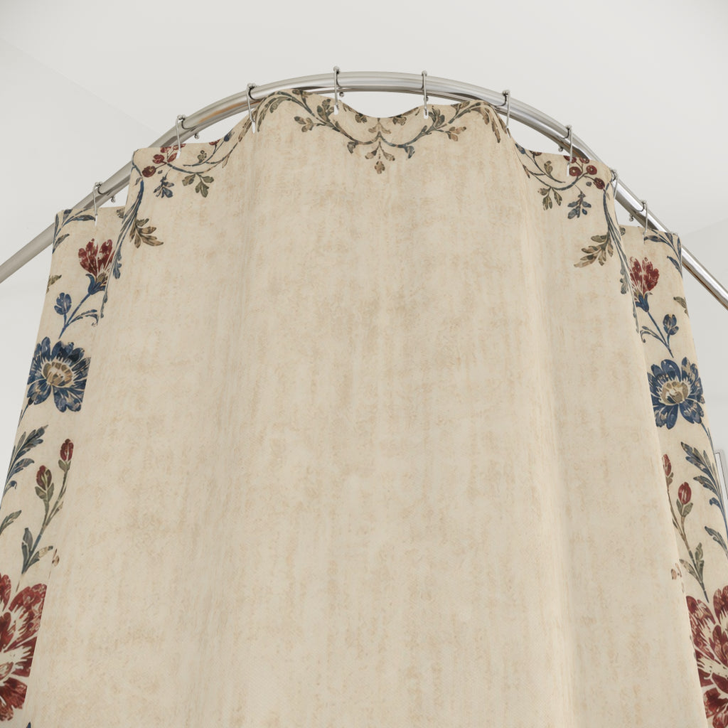 Farmhouse Border Vintage Floral Shower Curtain