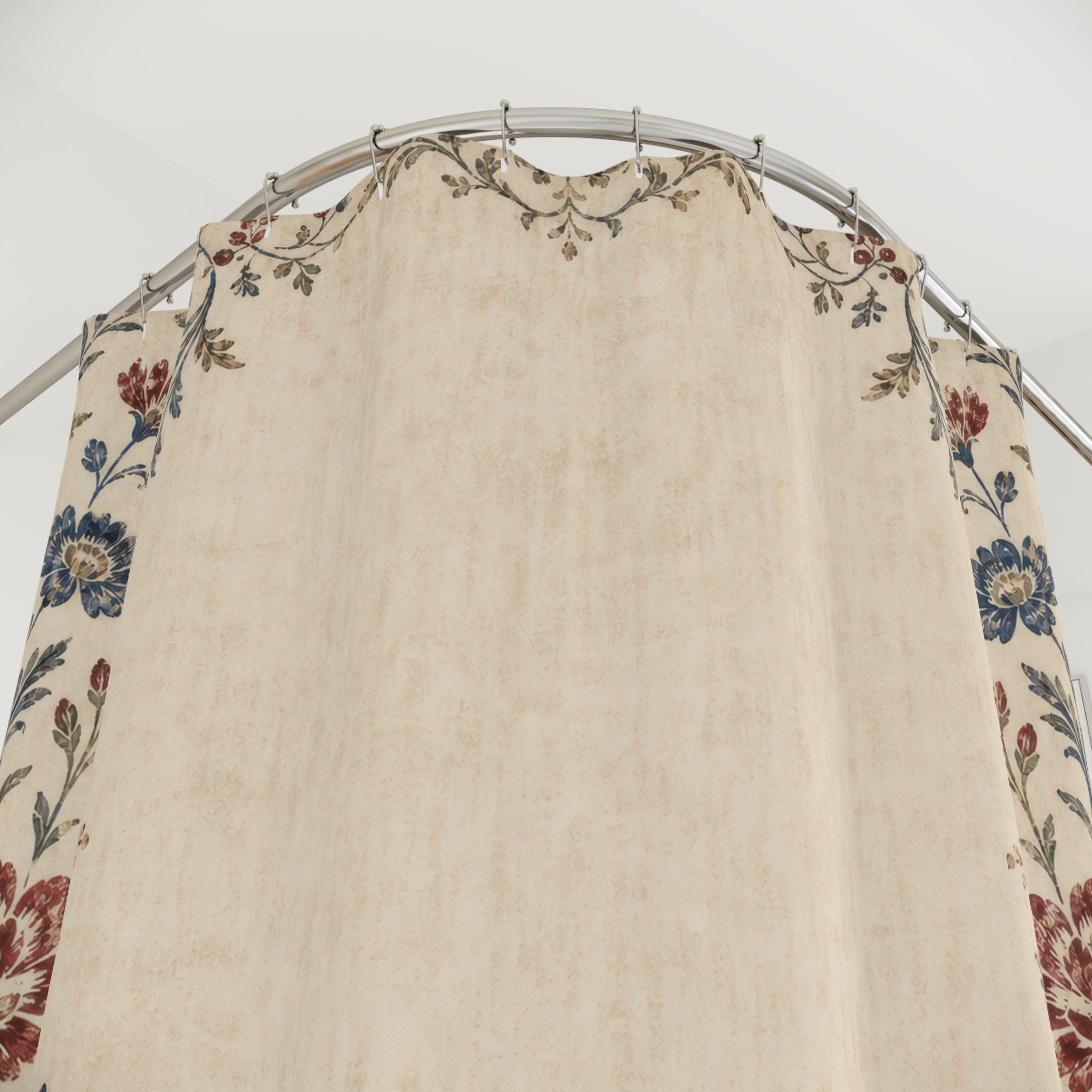 Farmhouse Border Vintage Floral Shower Curtain