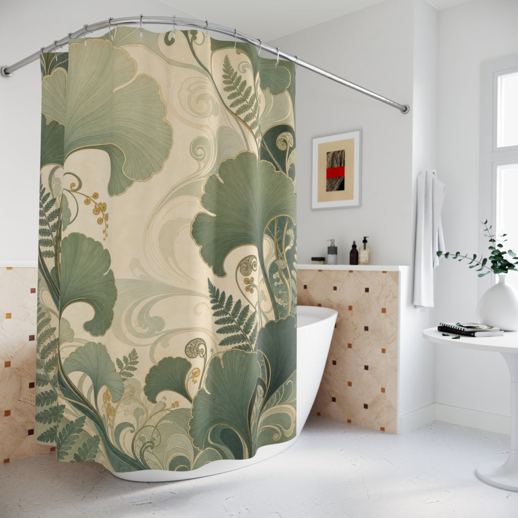 Sage Green Art Nouveau Ginkgo Shower Curtain