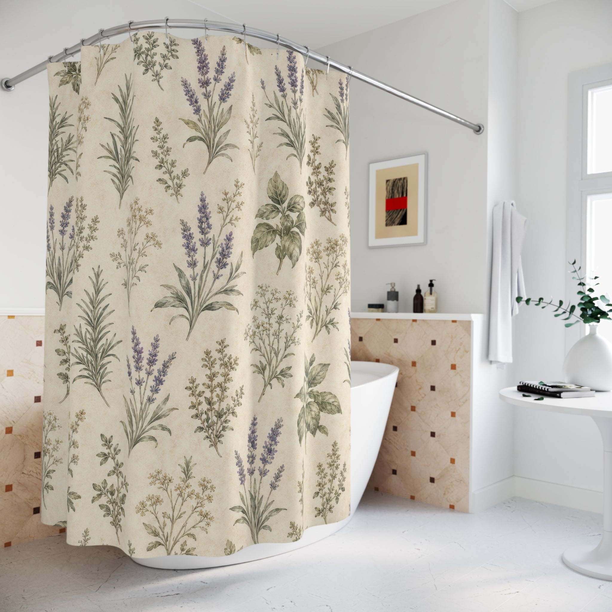 French Country Herb Sprig Shower Curtain