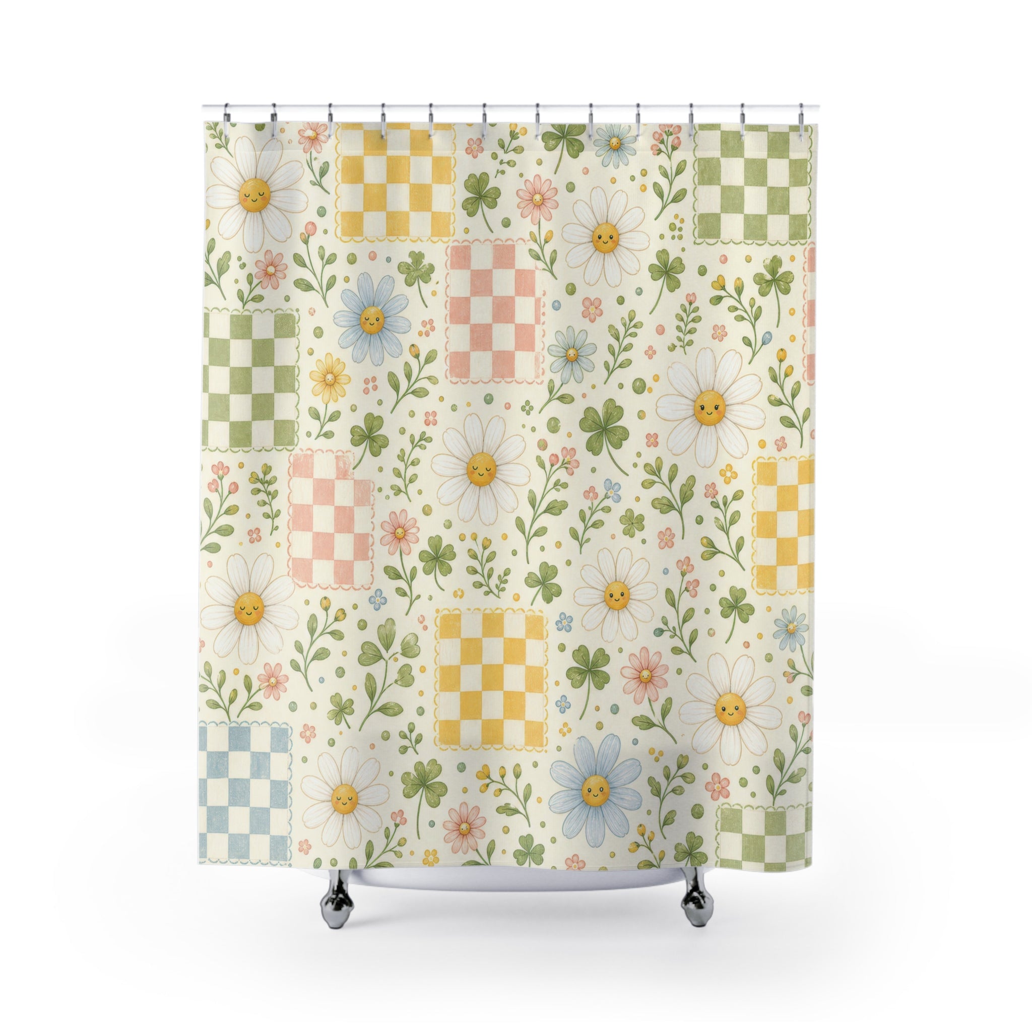 Daisy Farmhouse Cottage Cottagecore Beige Shower Curtain