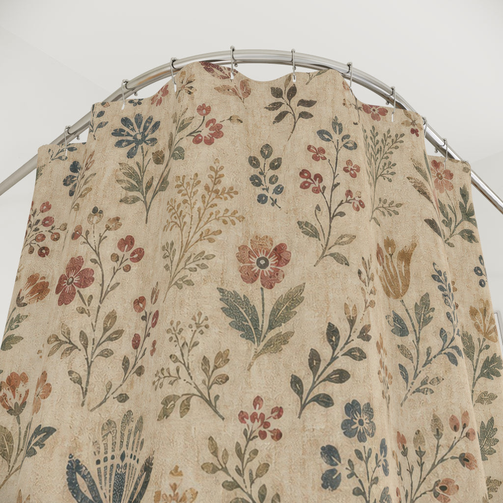 Vintage Farmhouse Wildflower Shower Curtain
