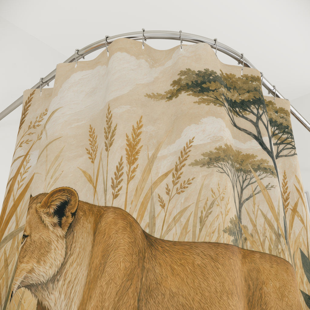Savanna Lioness Animal Scene Shower Curtain