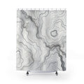 Black White Contour Line Shower Curtain
