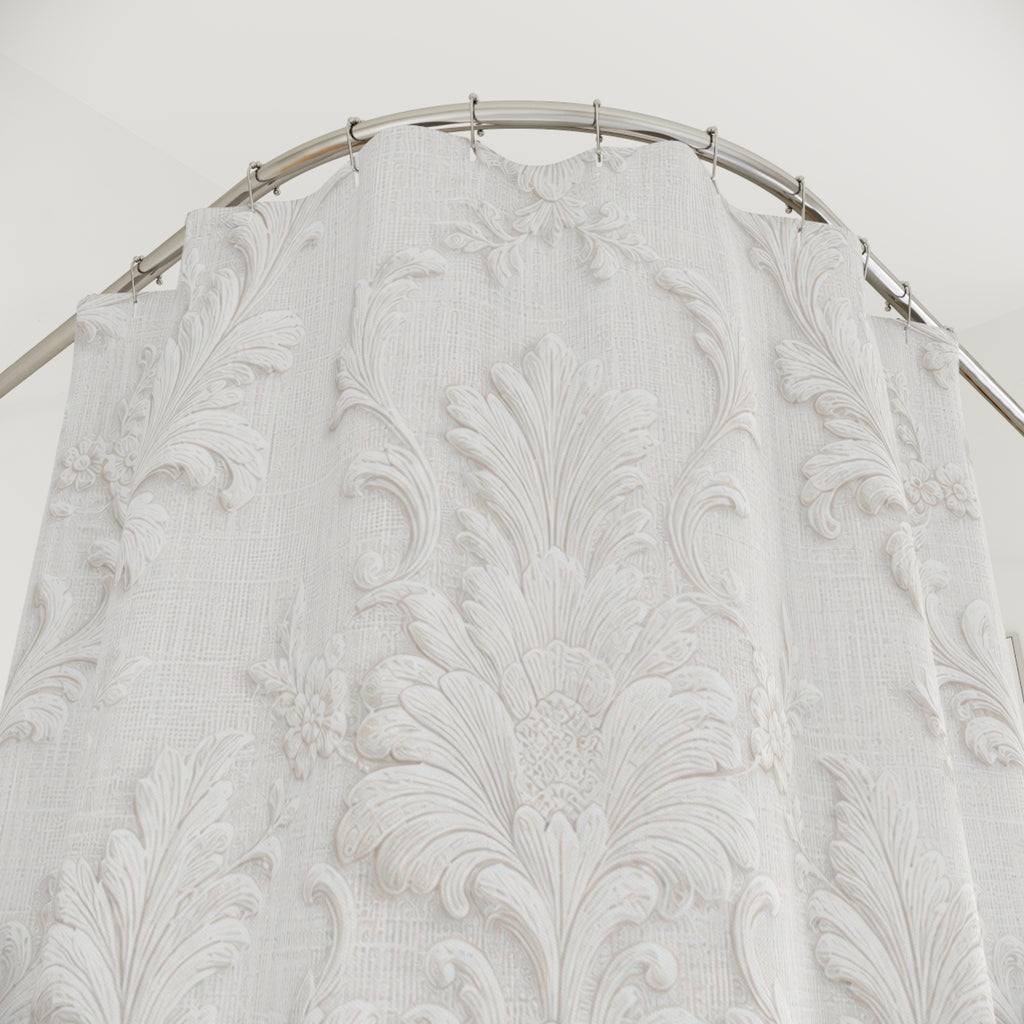 White Damask Shower Curtain