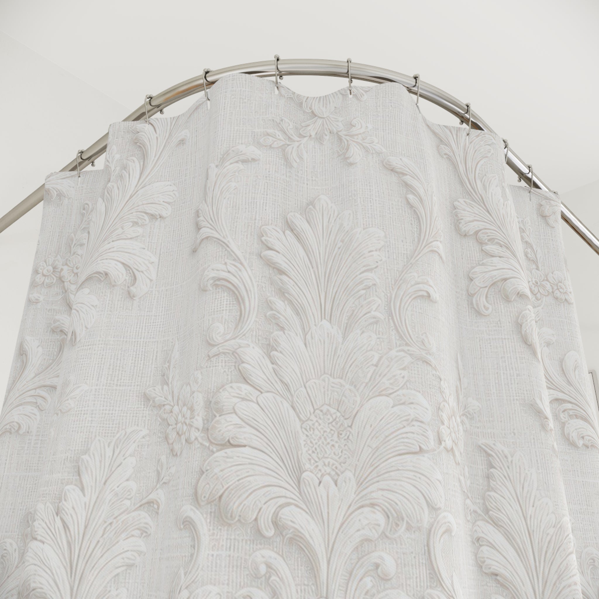 White Damask Shower Curtain