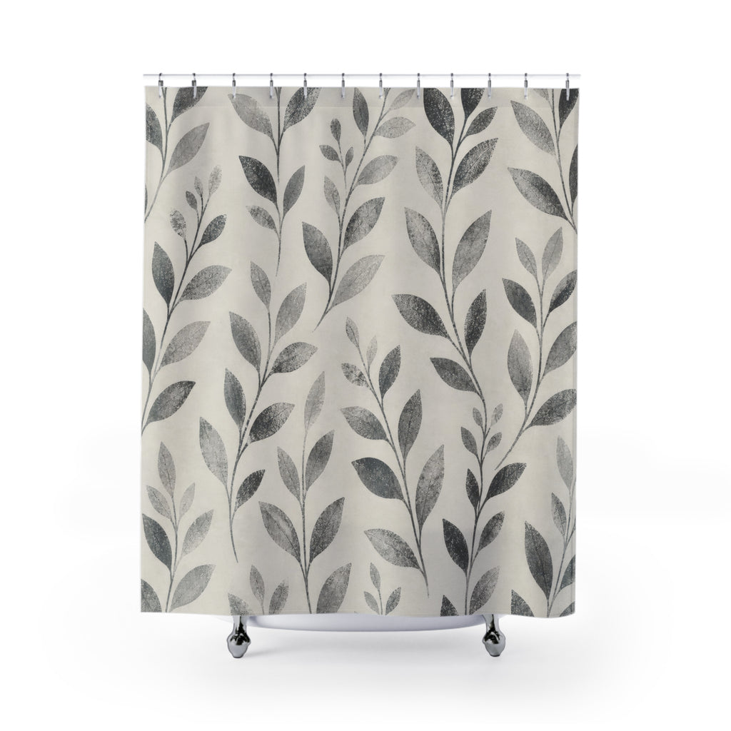 Grey Botanical Vine Shower Curtain