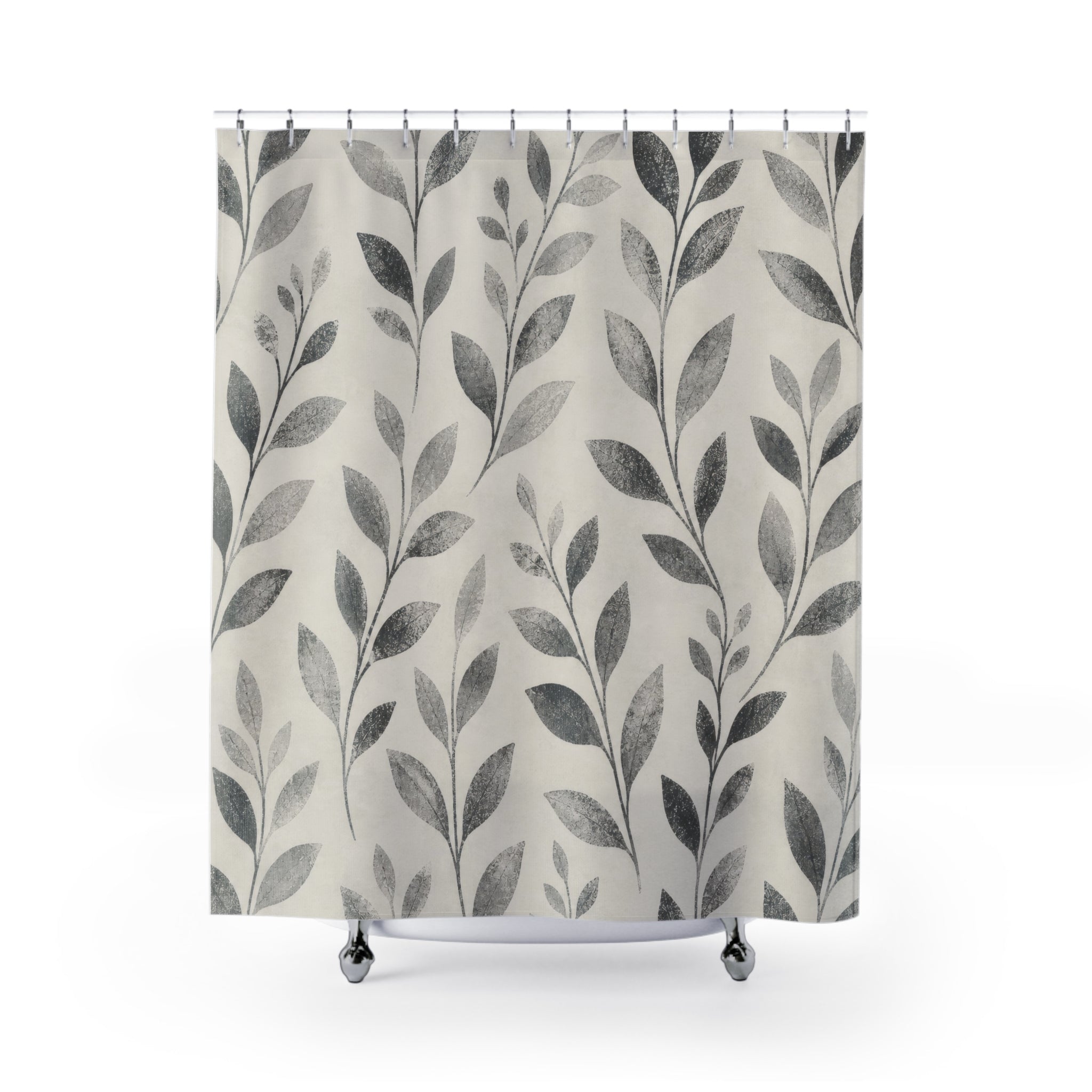 Grey Botanical Vine Shower Curtain