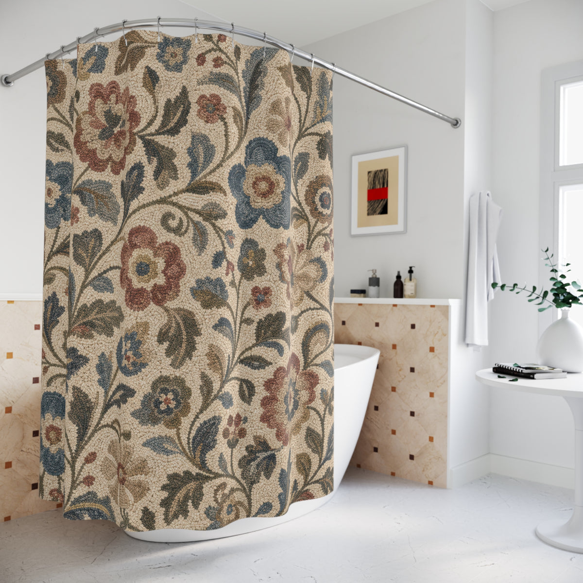Rustic Tapestry Vintage Floral Shower Curtain