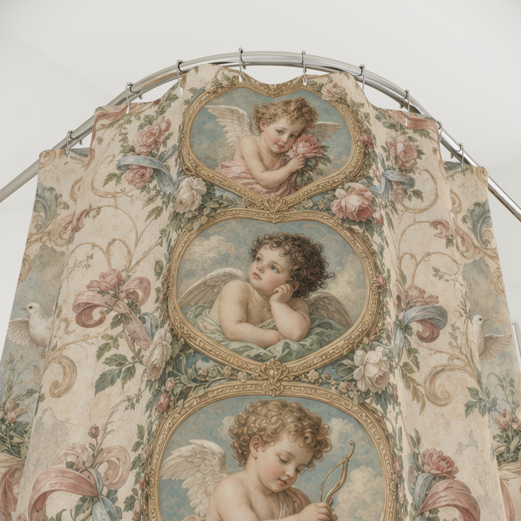 Blush Cherub Cameo Valentine Shower Curtain