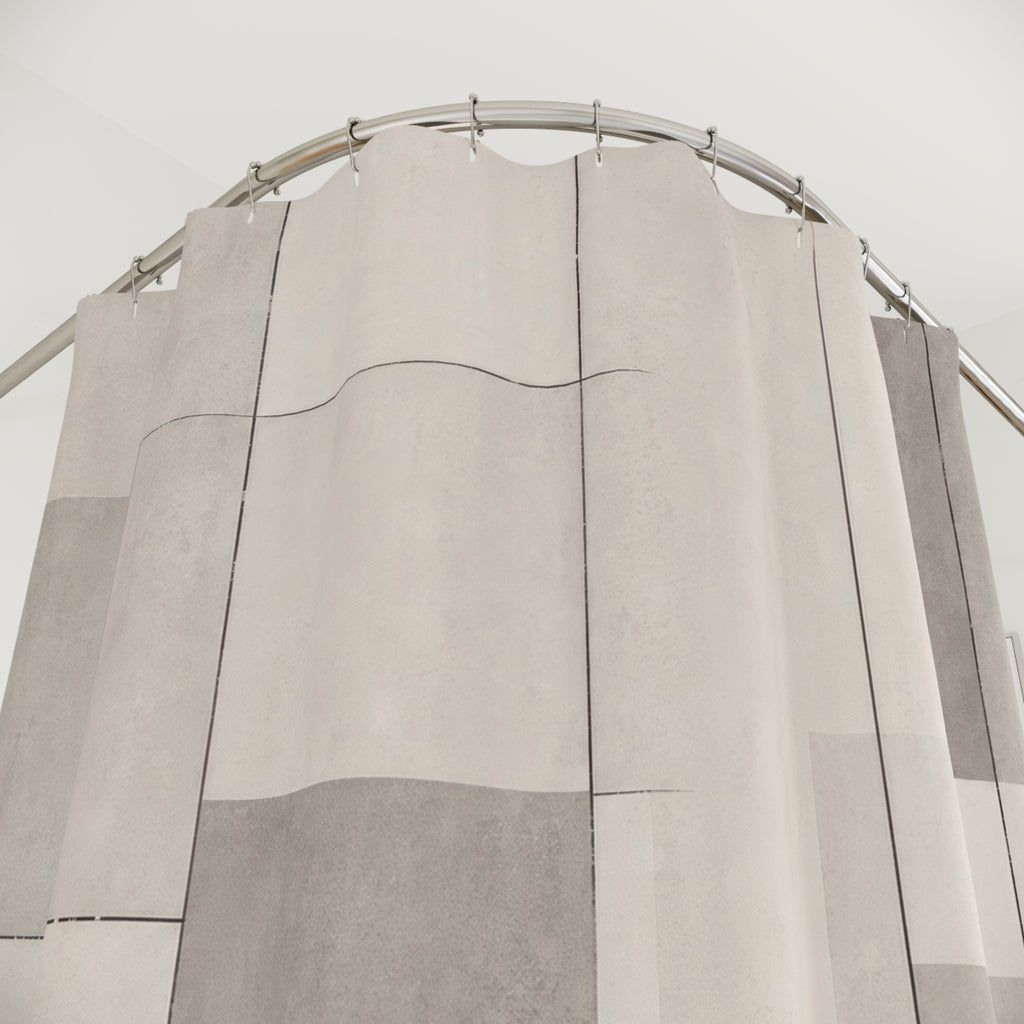 Beige Gray Geometric Shower Curtain