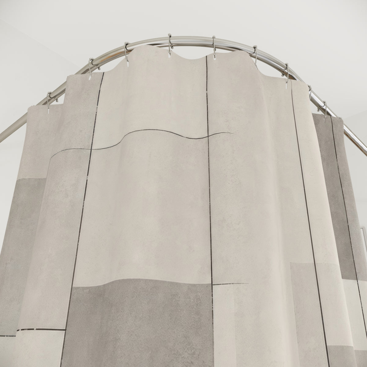Beige Gray Geometric Shower Curtain