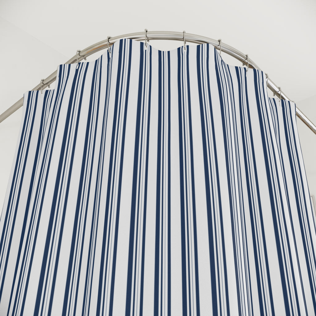 Navy Varied Stripe Shower Curtain