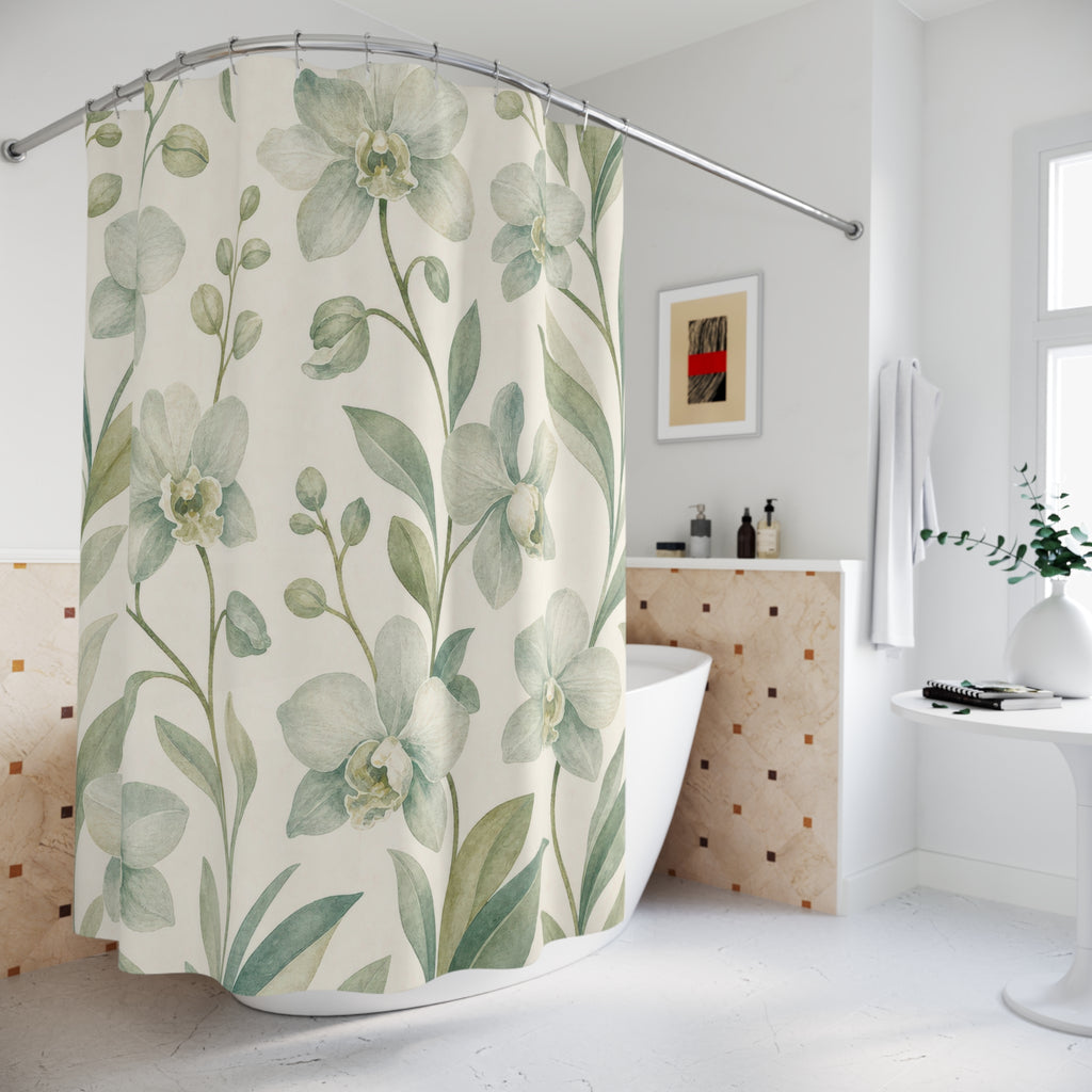 Eucalyptus Orchid Print Shower Curtain