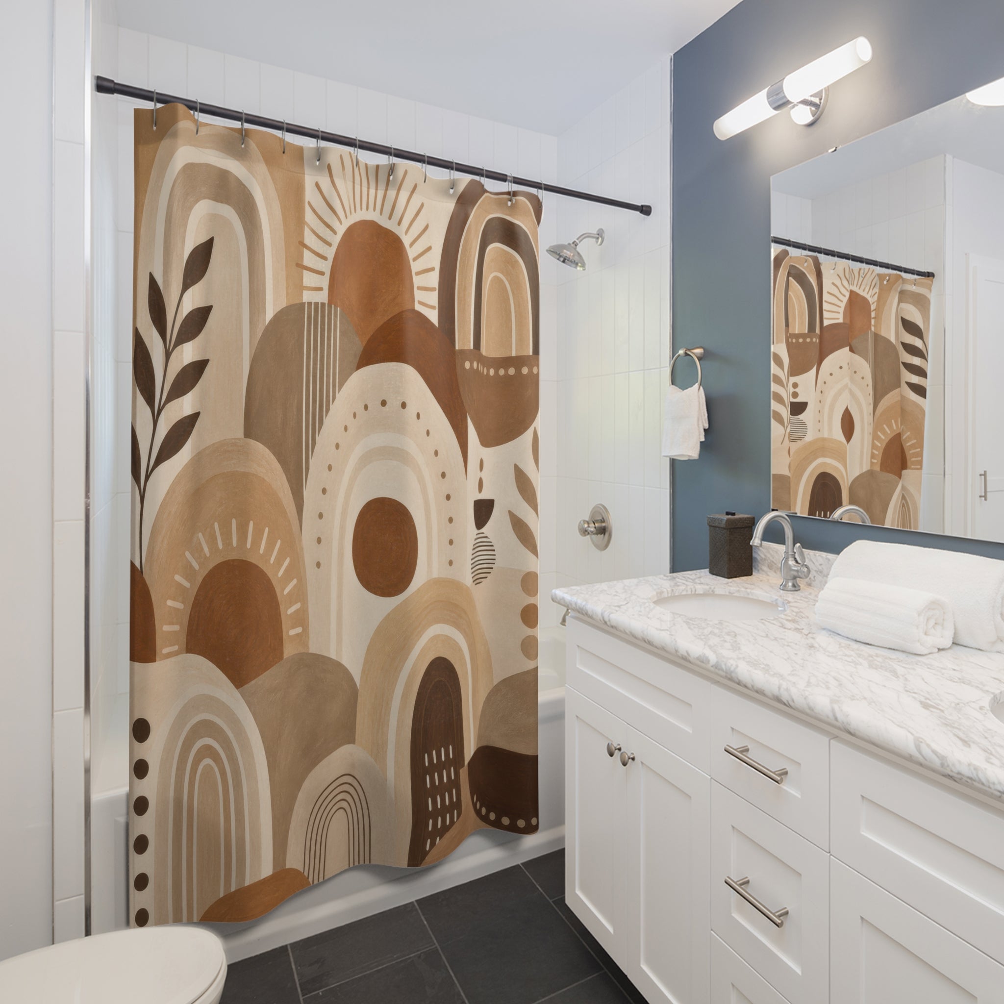 Brown Beige Sun Arch Shower Curtain
