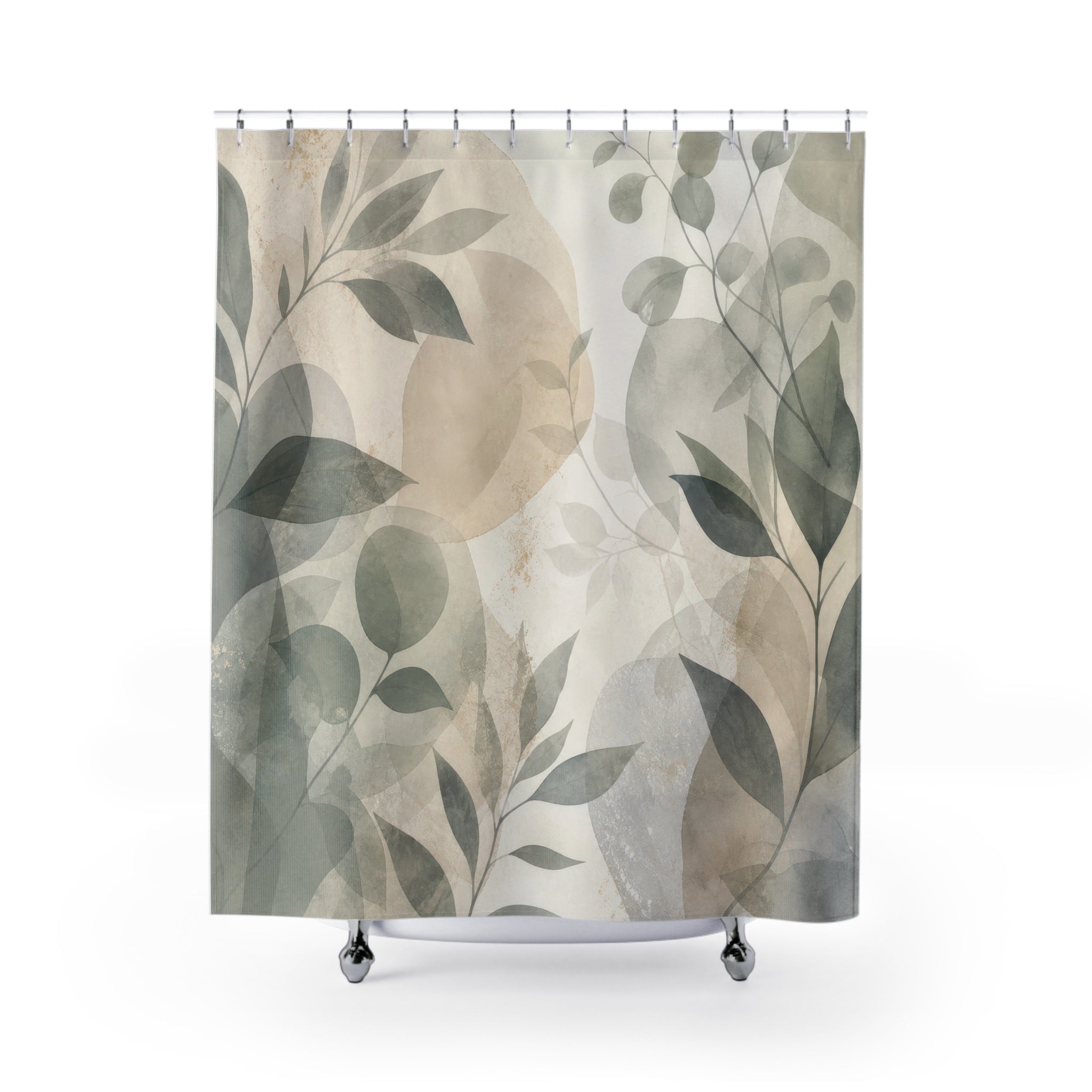 Sage Leaf Abstract Shower Curtain
