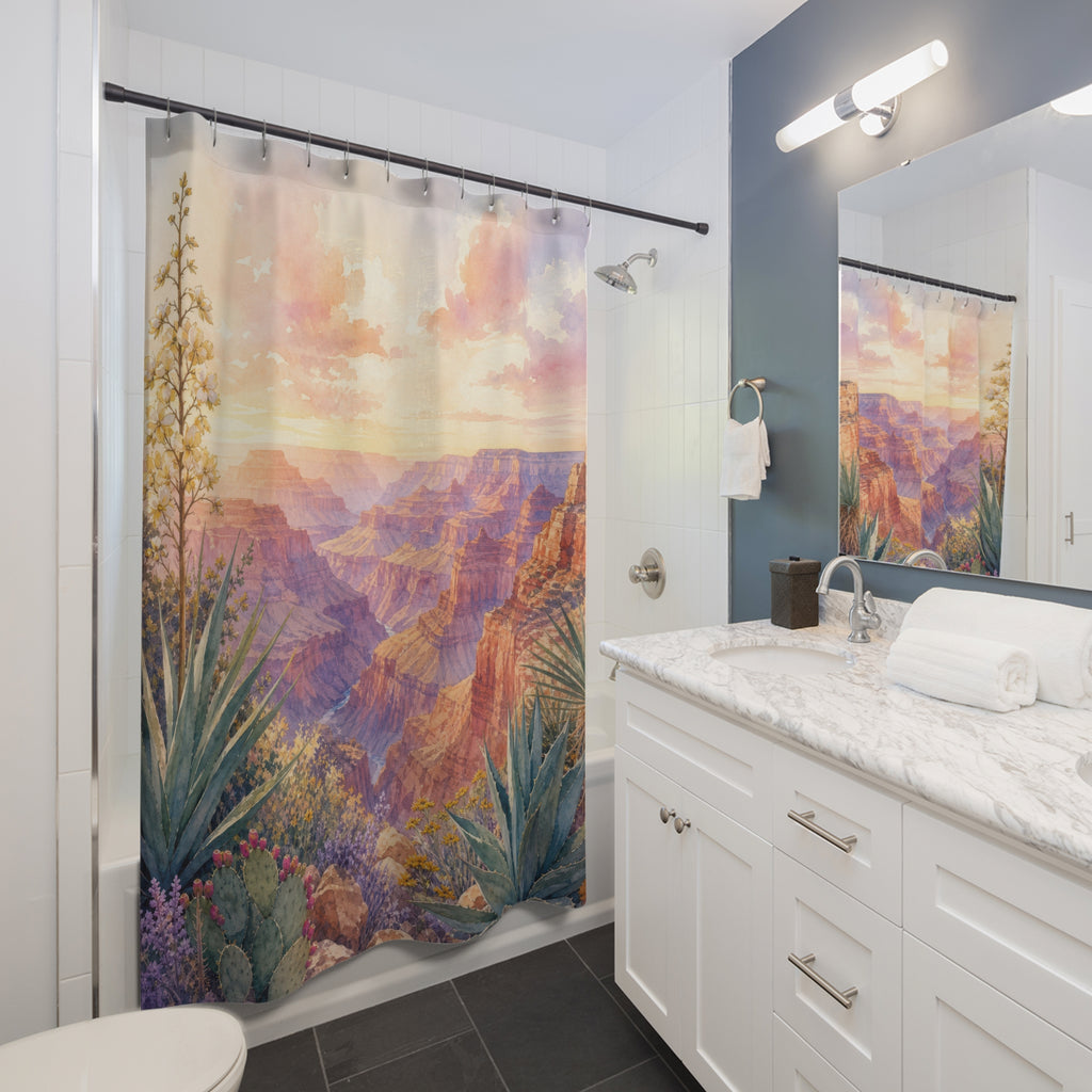 Watercolor Desert Botanical Shower Curtain