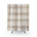 Cream White Check Shower Curtain