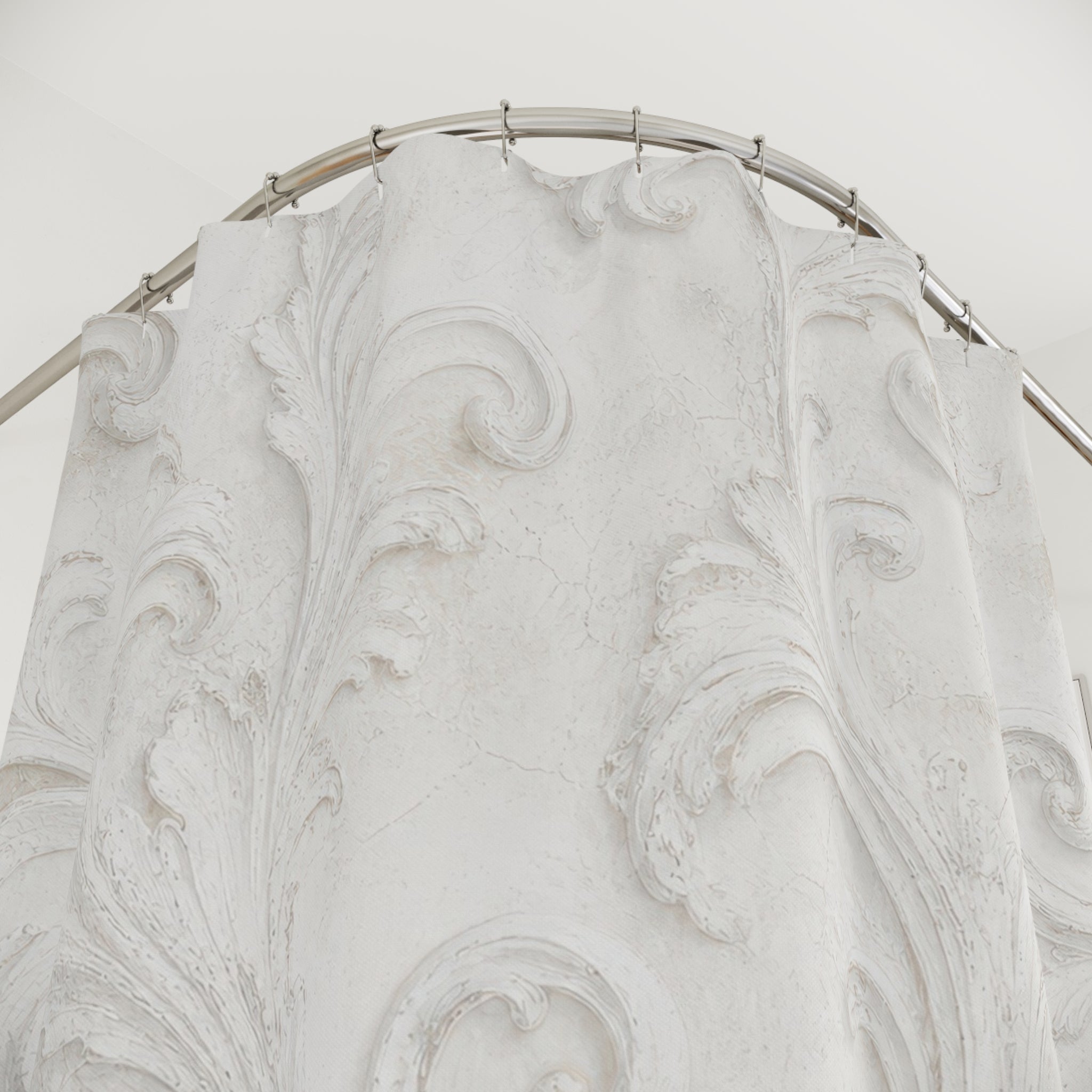White Venetian Scroll Shower Curtain