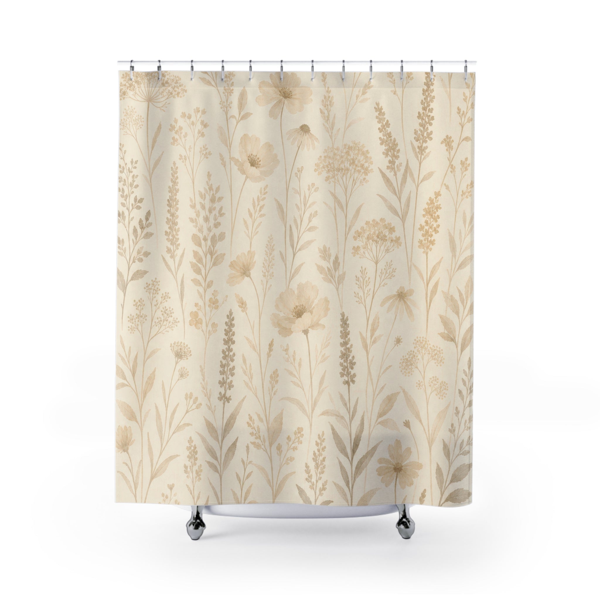 Beige Wildflower Shower Curtain