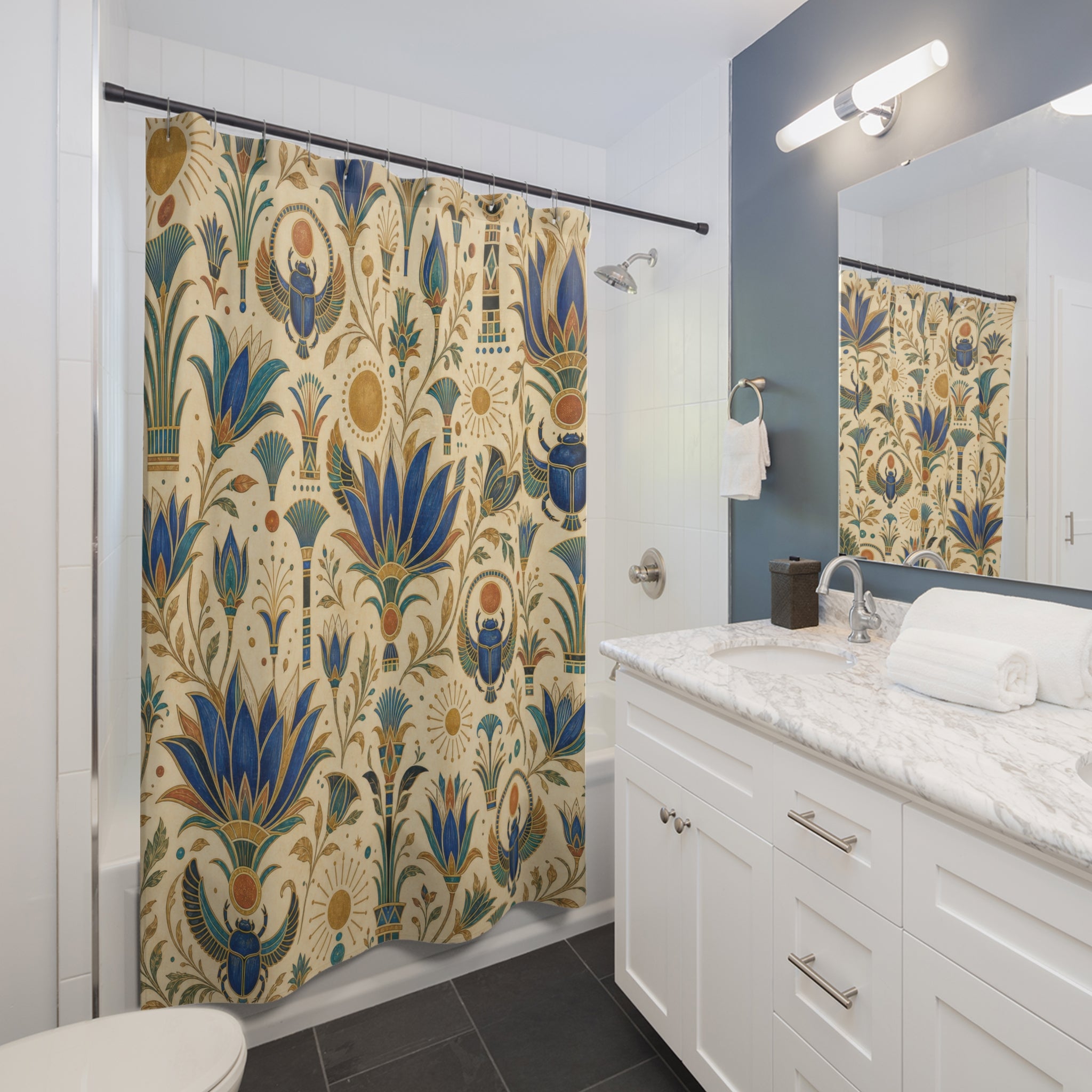 Egyptian Lotus Art Deco Shower Curtain