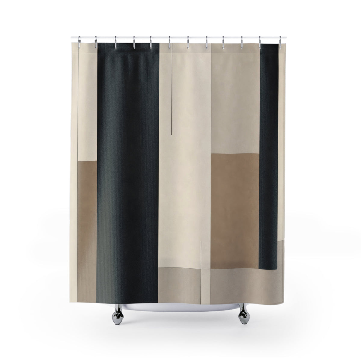 Beige Gray Modern Black Shower Curtain