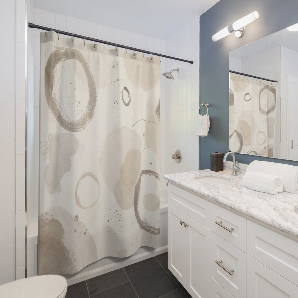 Off White Beige Circle Shower Curtain