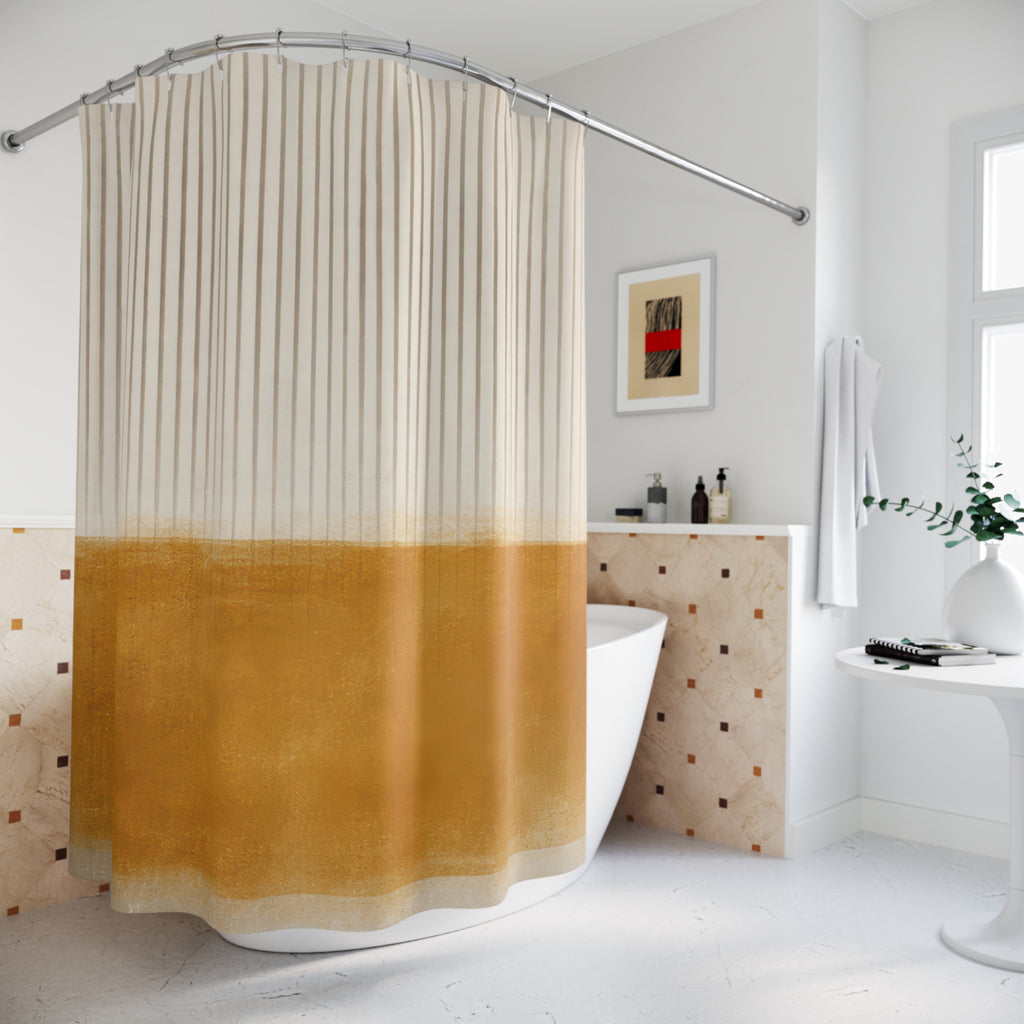 Minimalist Abstract Shower Curtain – Oat and Ochre