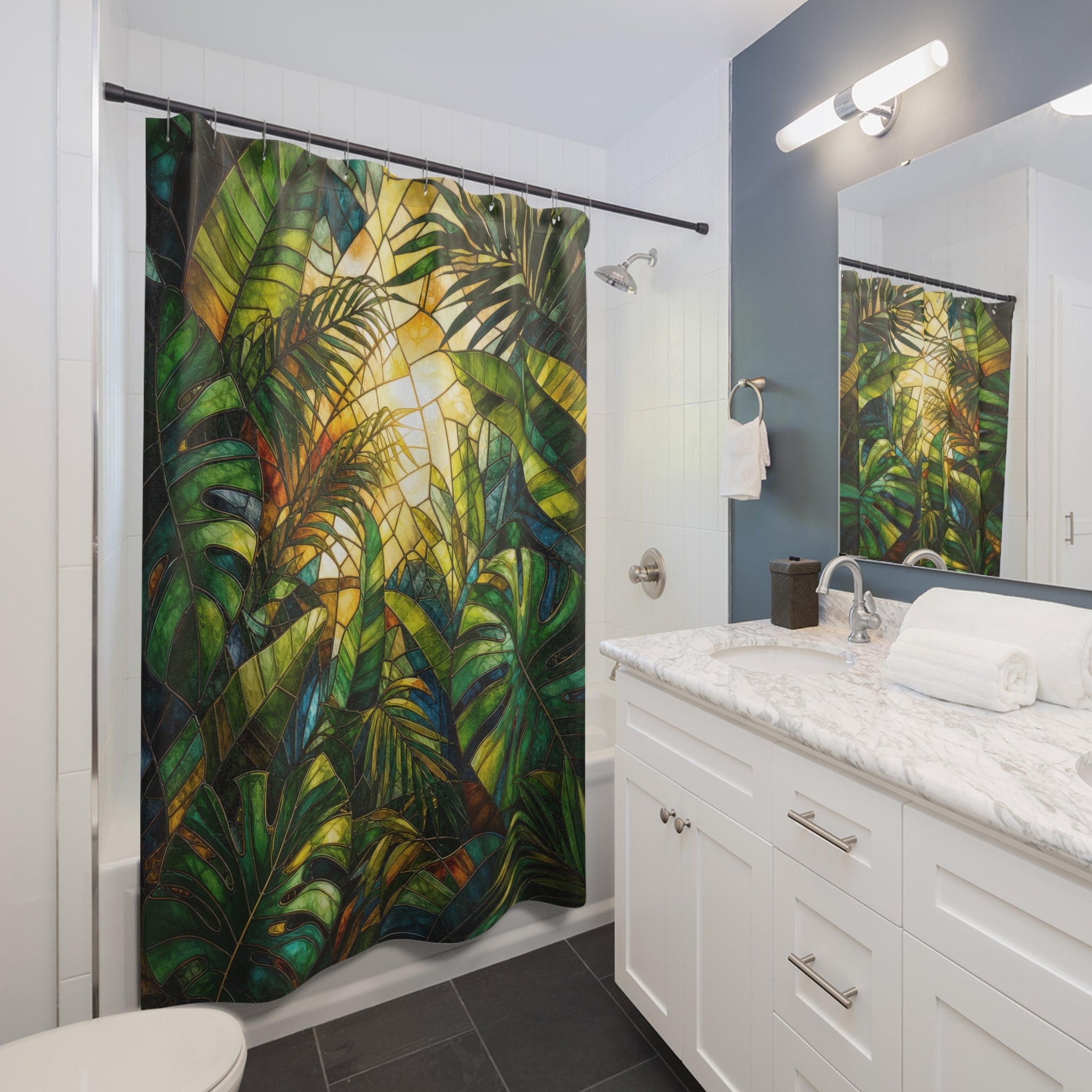 Emerald Canopy Light Shower Curtain