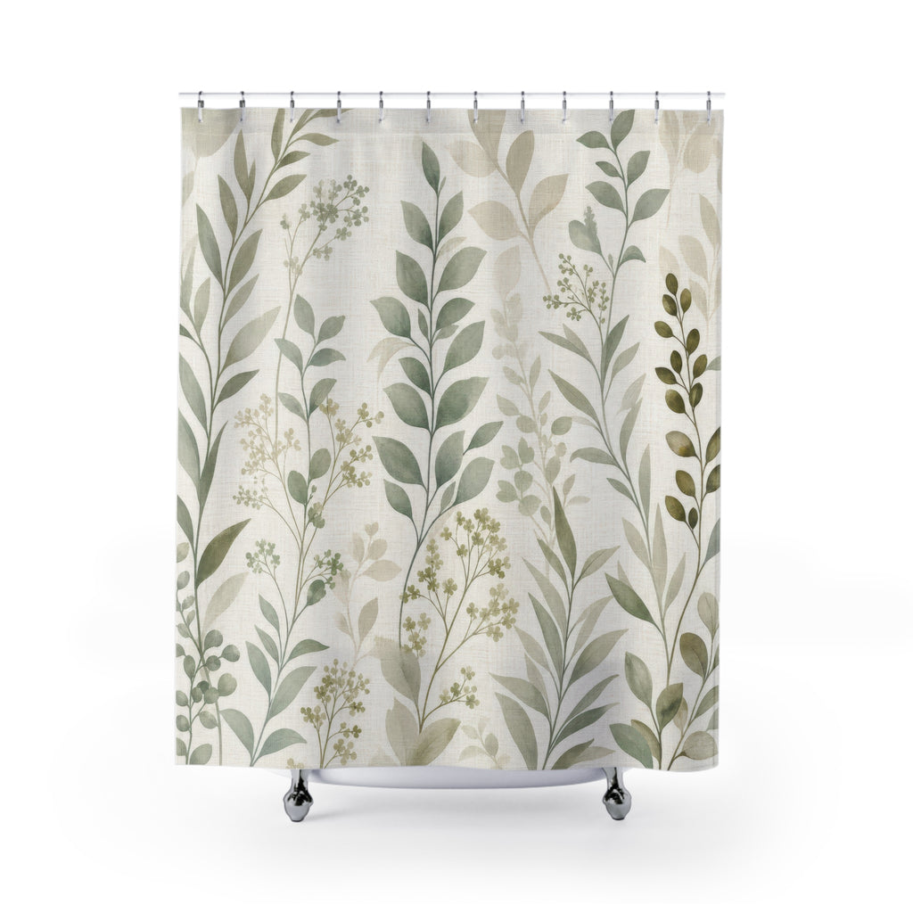 Sage Leaf Stem Shower Curtain