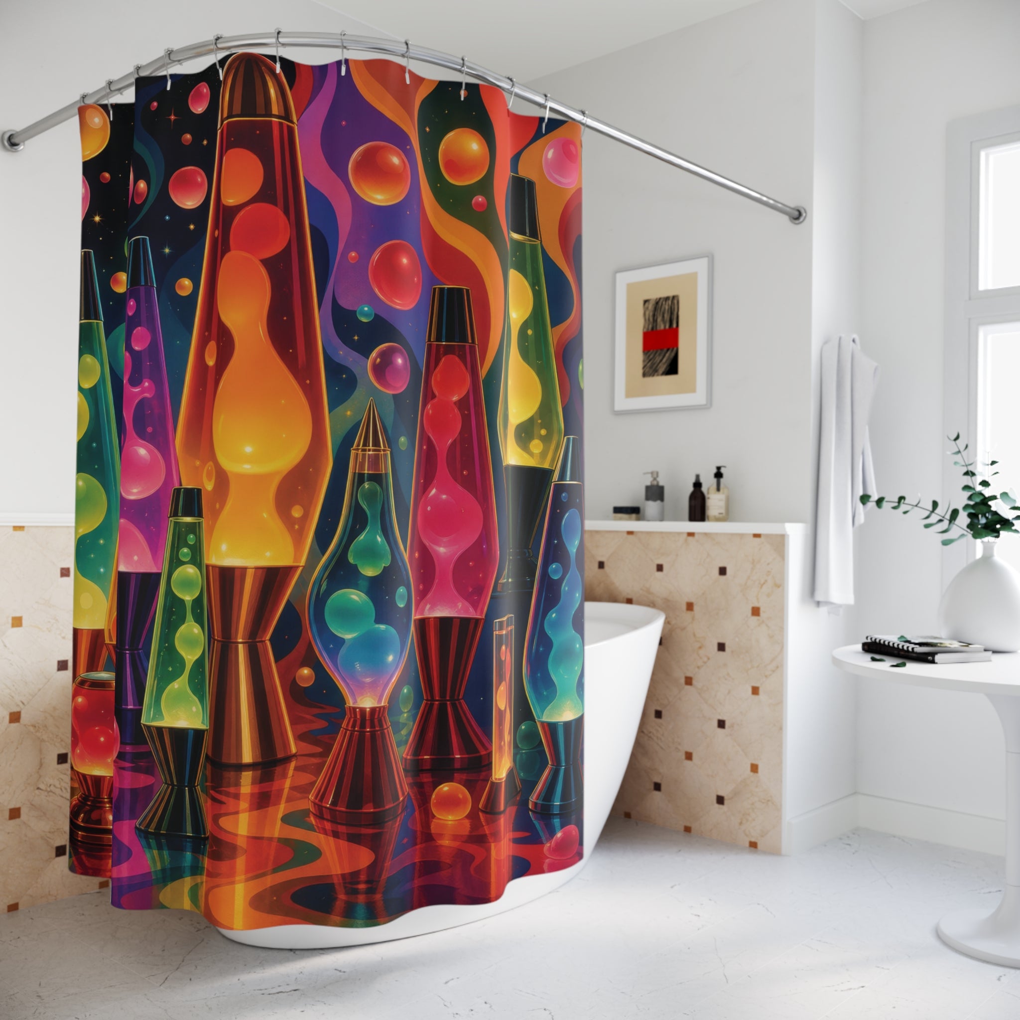 Lava Lamp Shower Curtain: Retro Colorful 70s