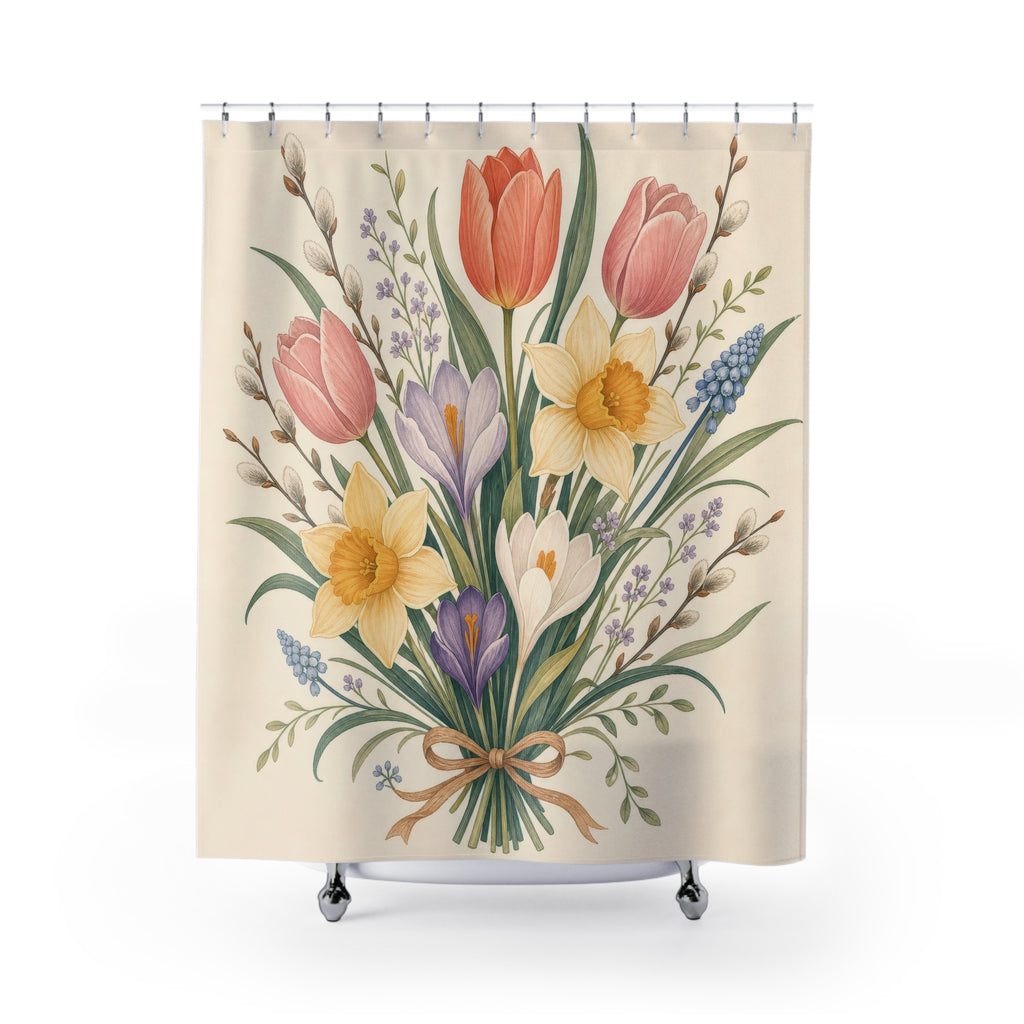 Spring Floral Flower Shower Curtain