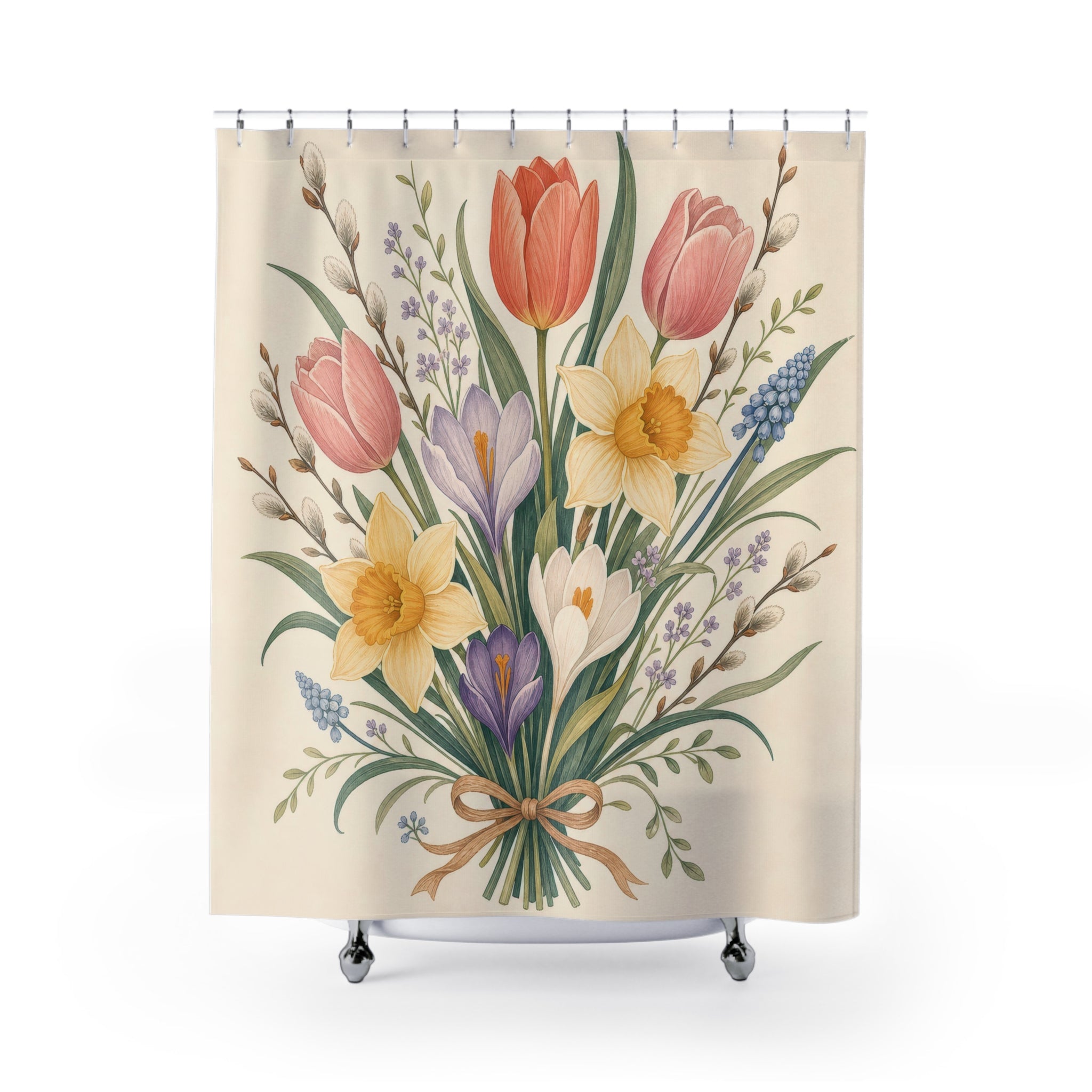 Spring Floral Flower Shower Curtain