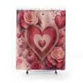 Valentine Shower Curtain: Pink Heart Rose Floral