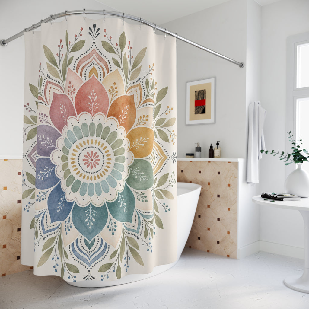 Pastel Floral Medallion Shower Curtain