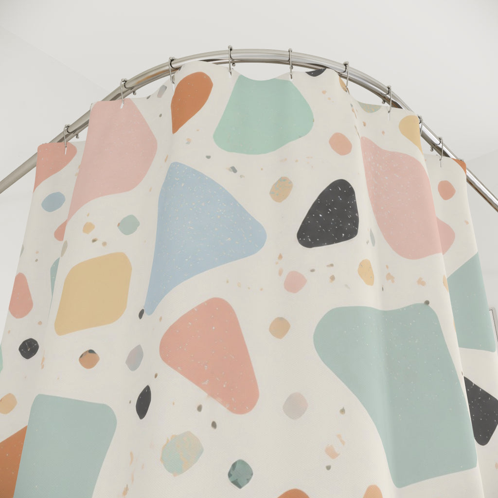 Terrazzo Stone Retro Modern Pastel Shower Curtain