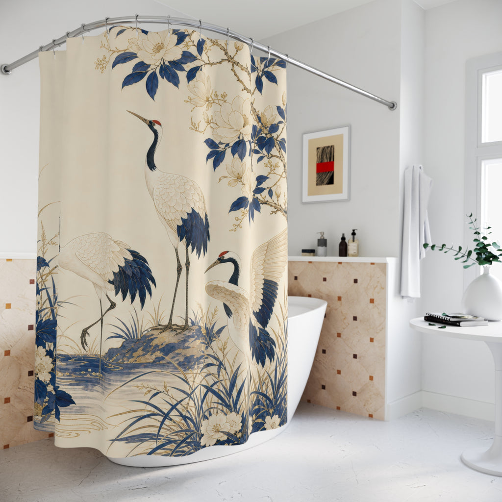 Sapphire Crane Garden Shower Curtain