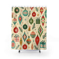 Mid-Century Retro Ornament Christmas Shower Curtain