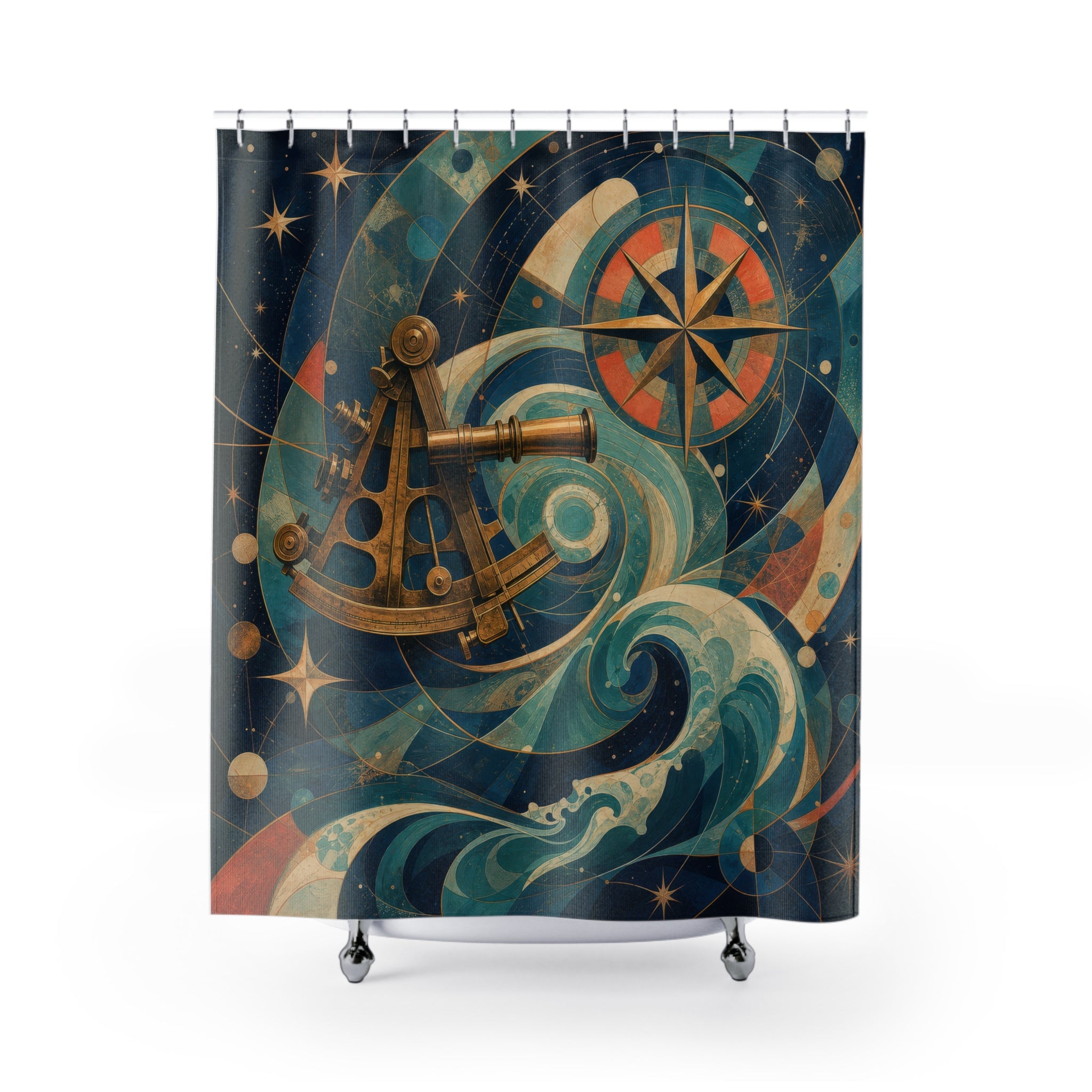 Nautical Navigation Artistic Shower Curtain