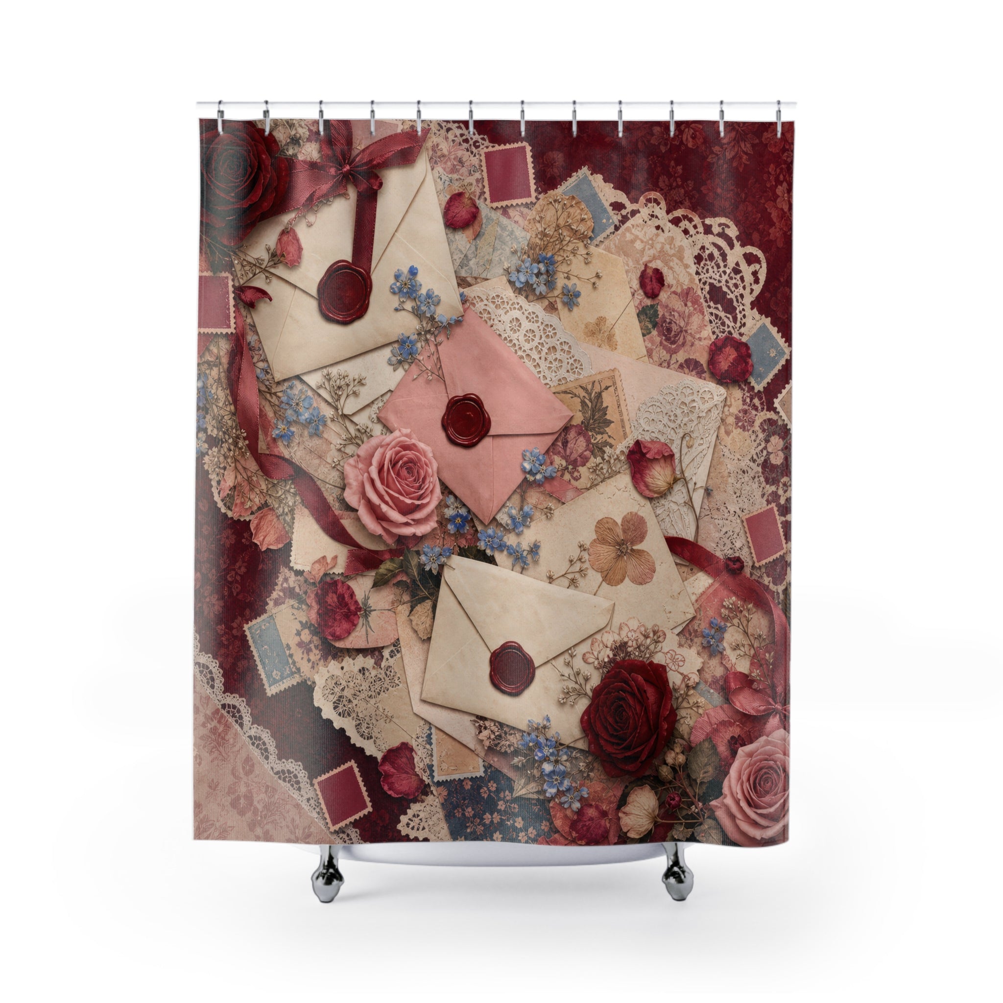 Vintage Love Letter Valentine Shower Curtain