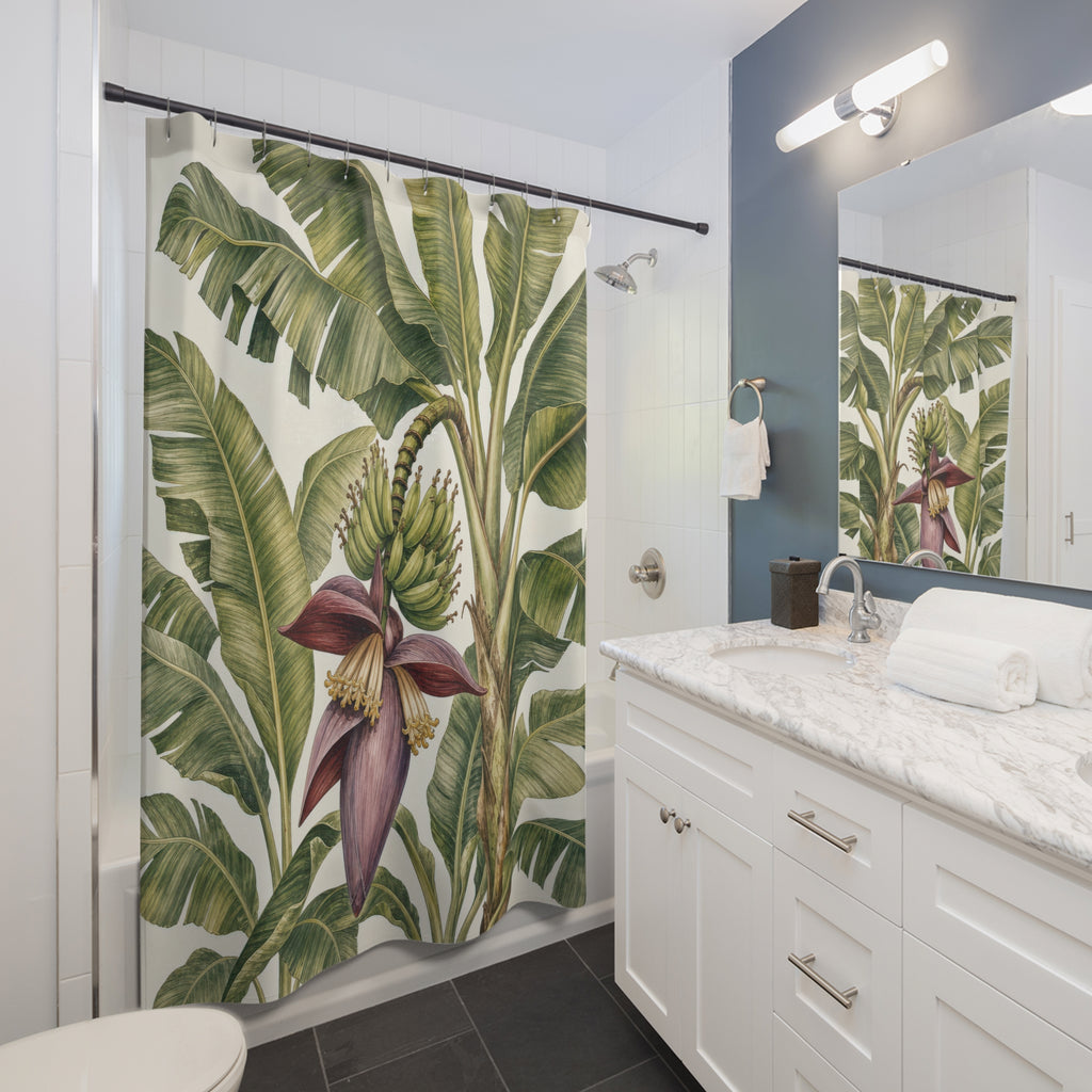 Tropical Botanical Plant Shower Curtain
