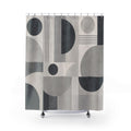 Gray Black Circle Block Shower Curtain