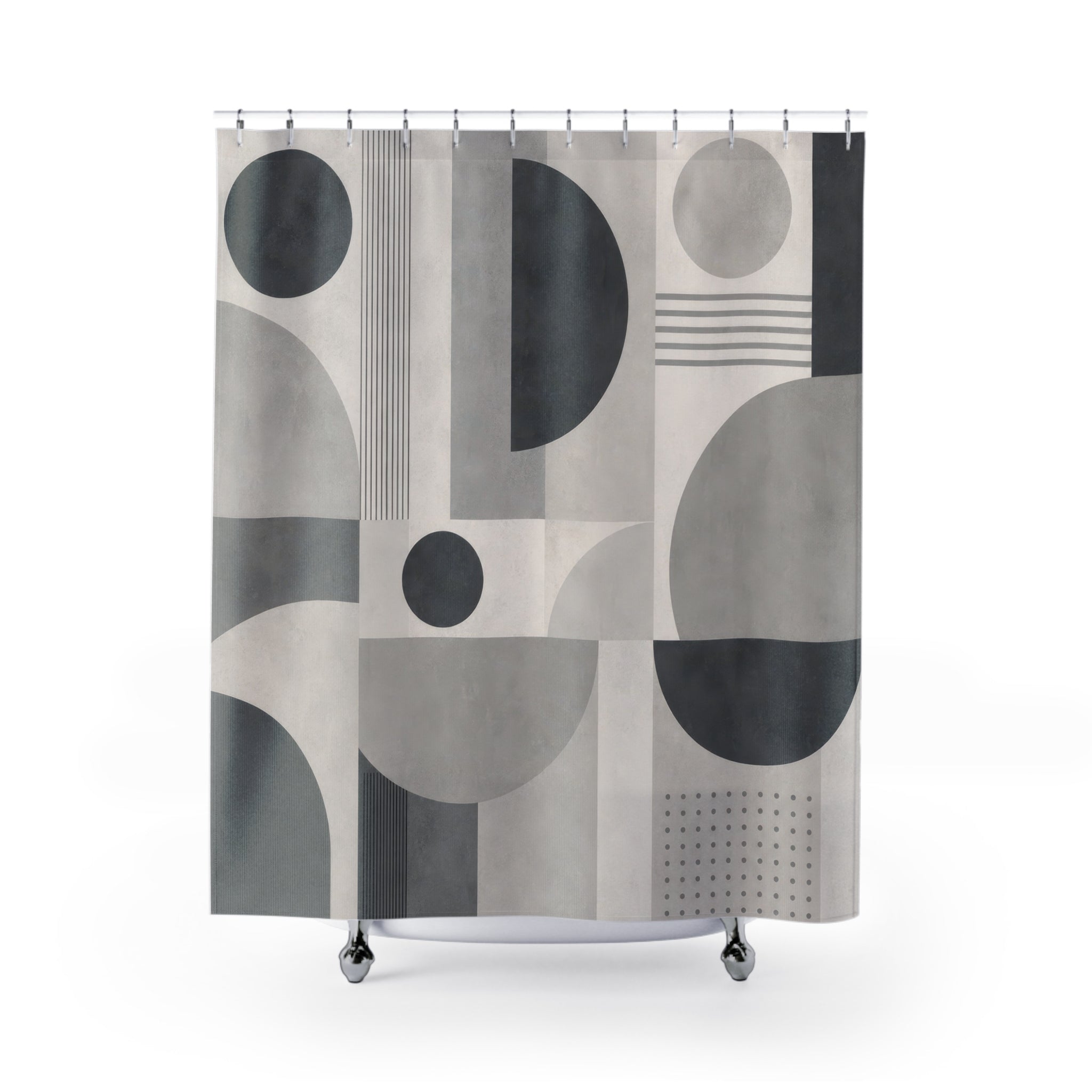 Gray Black Circle Block Shower Curtain