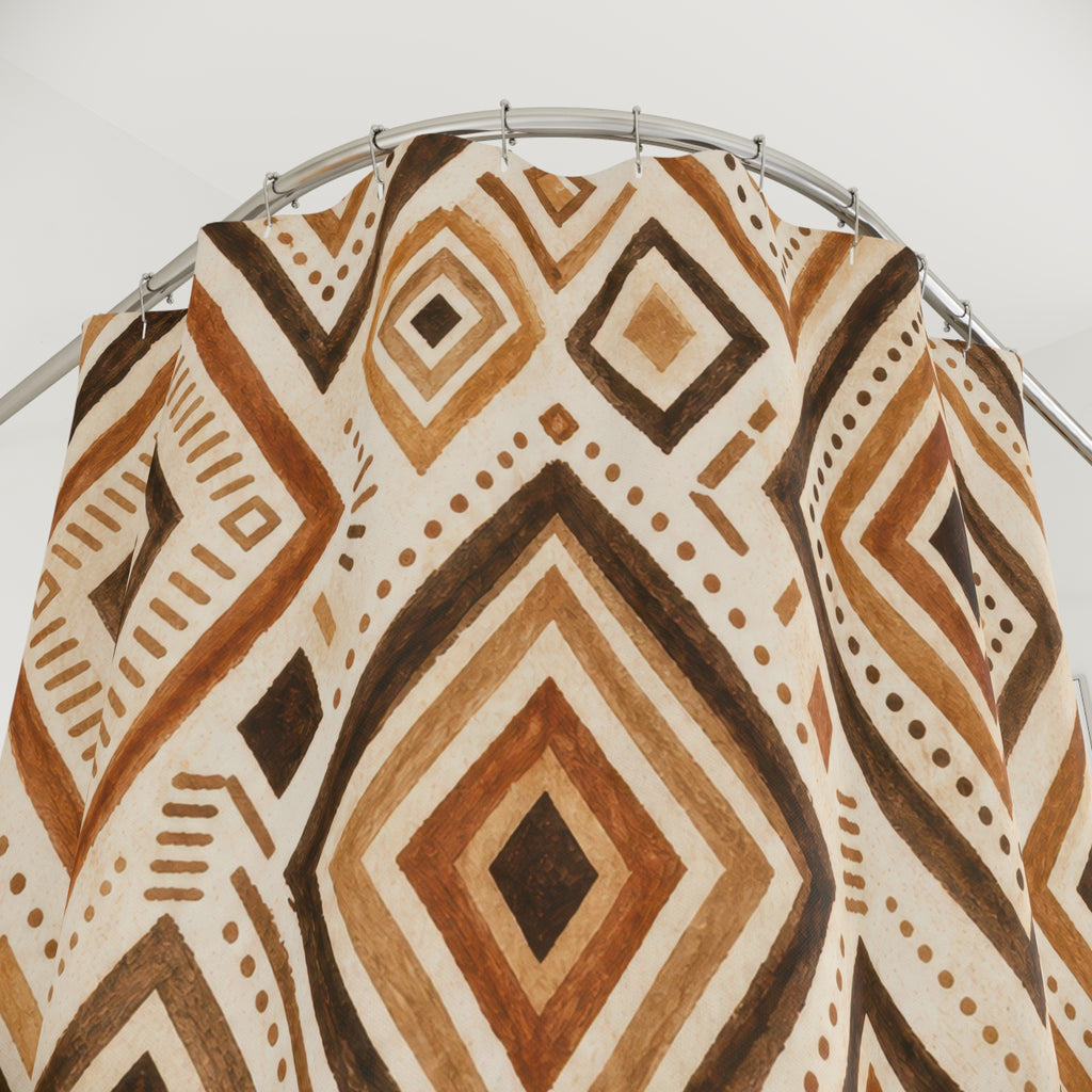 Brown Cream Diamond Shower Curtain