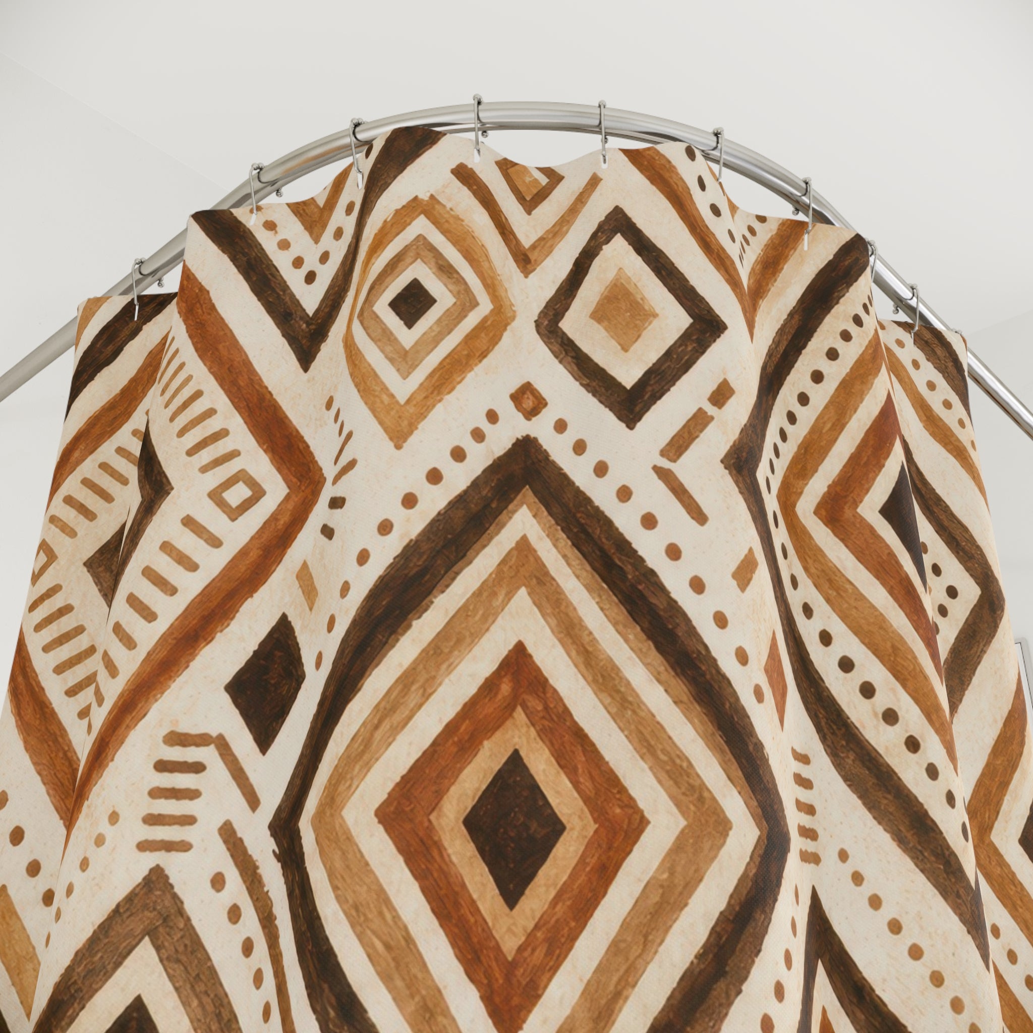 Brown Cream Diamond Shower Curtain