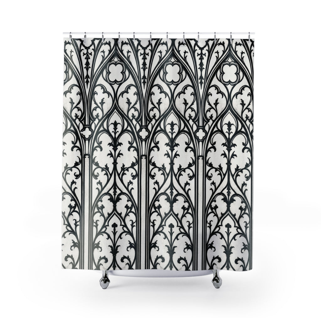 Black White Cathedral Arch Shower Curtain