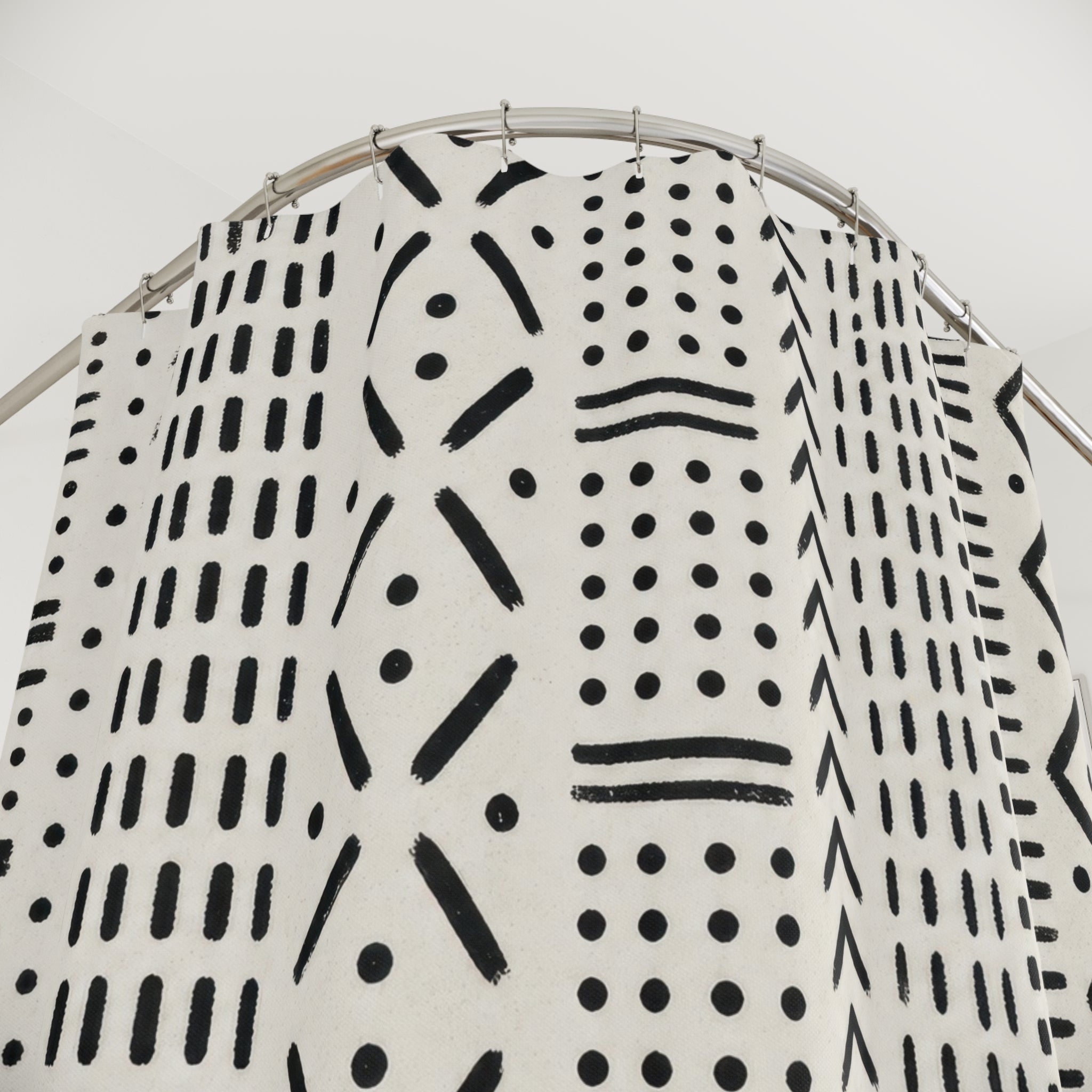 Black White Boho Shower Curtain