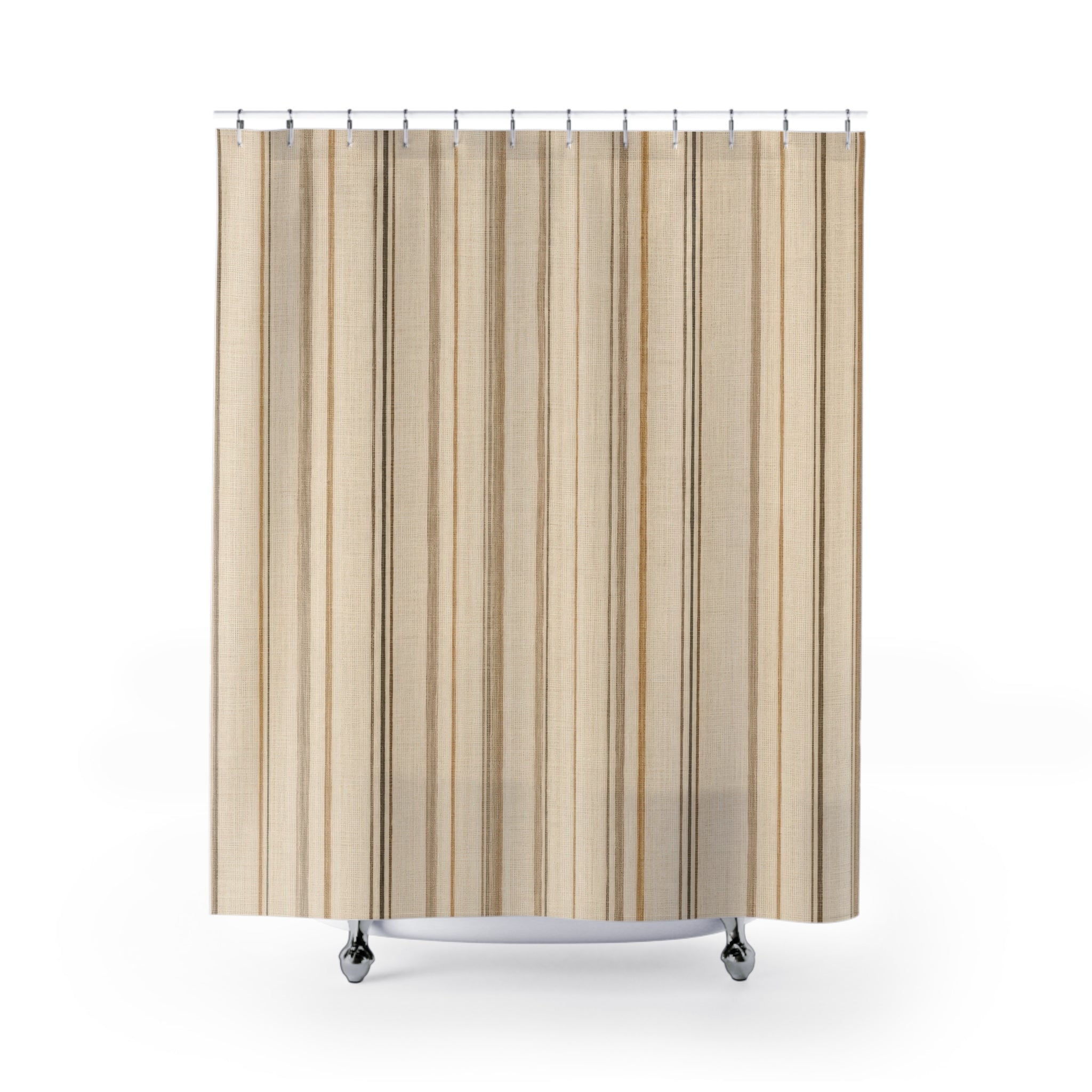 Brown Cream Pinstripe Shower Curtain
