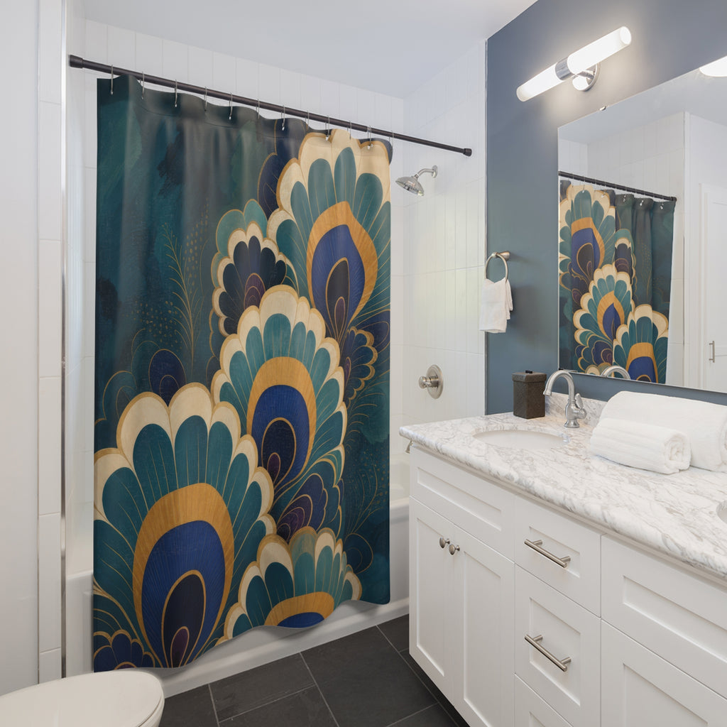 Peacock Scallop Fan Shower Curtain
